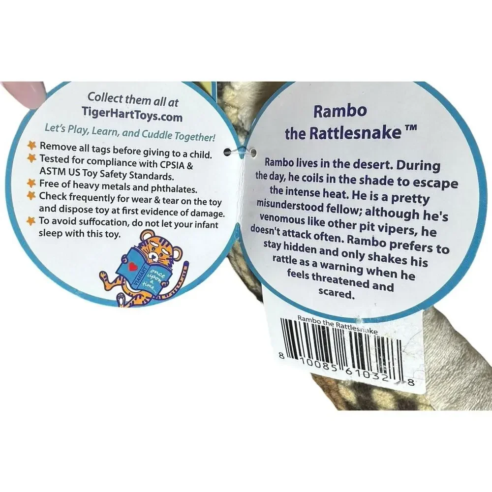 Tiger Tale Toys Rambo the Rattlesnake Plush Stuffed Animal 55